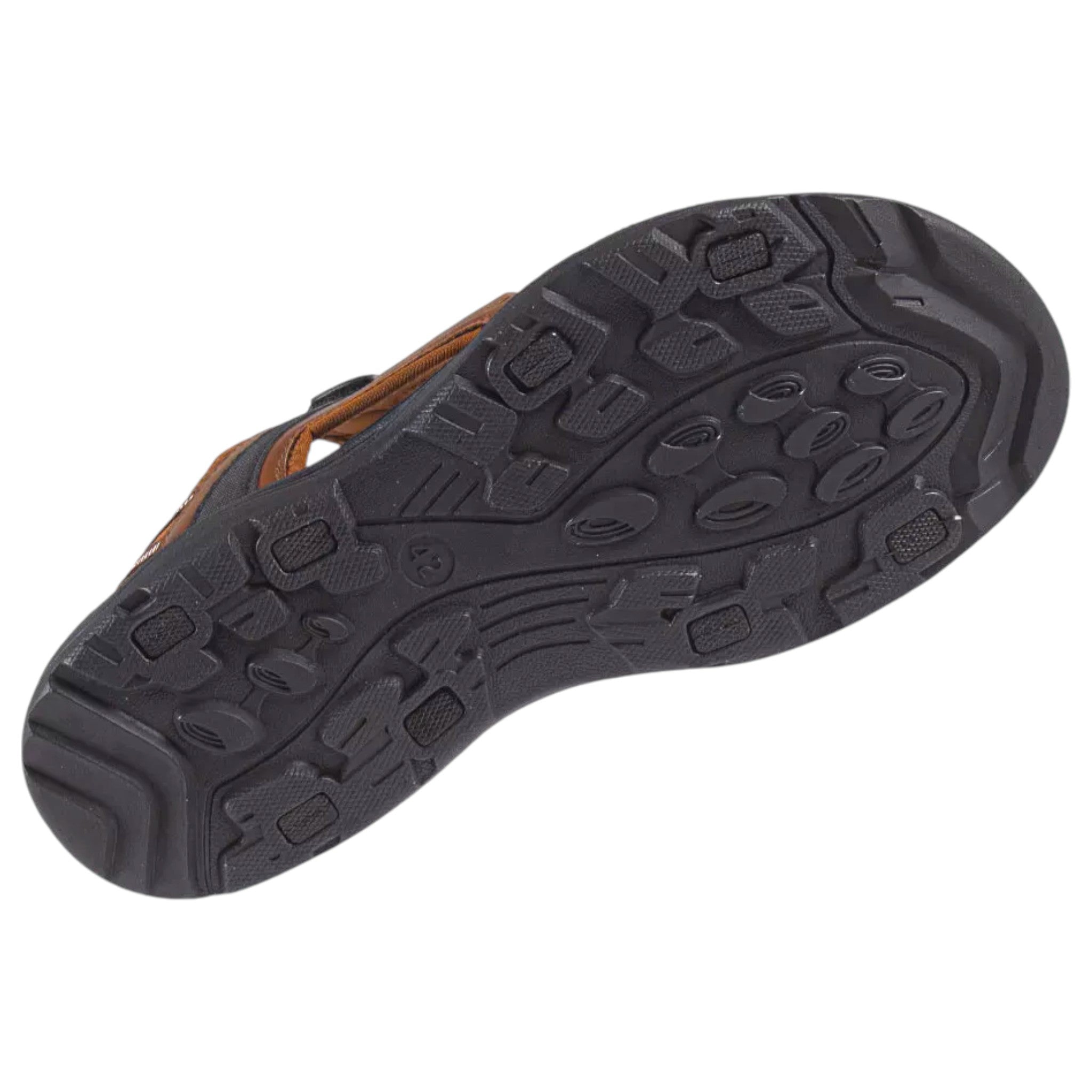 Men's brown Peak Valley outdoor sandals with rugged sole and adjustable Velcro straps – durable trekking and walking footwear